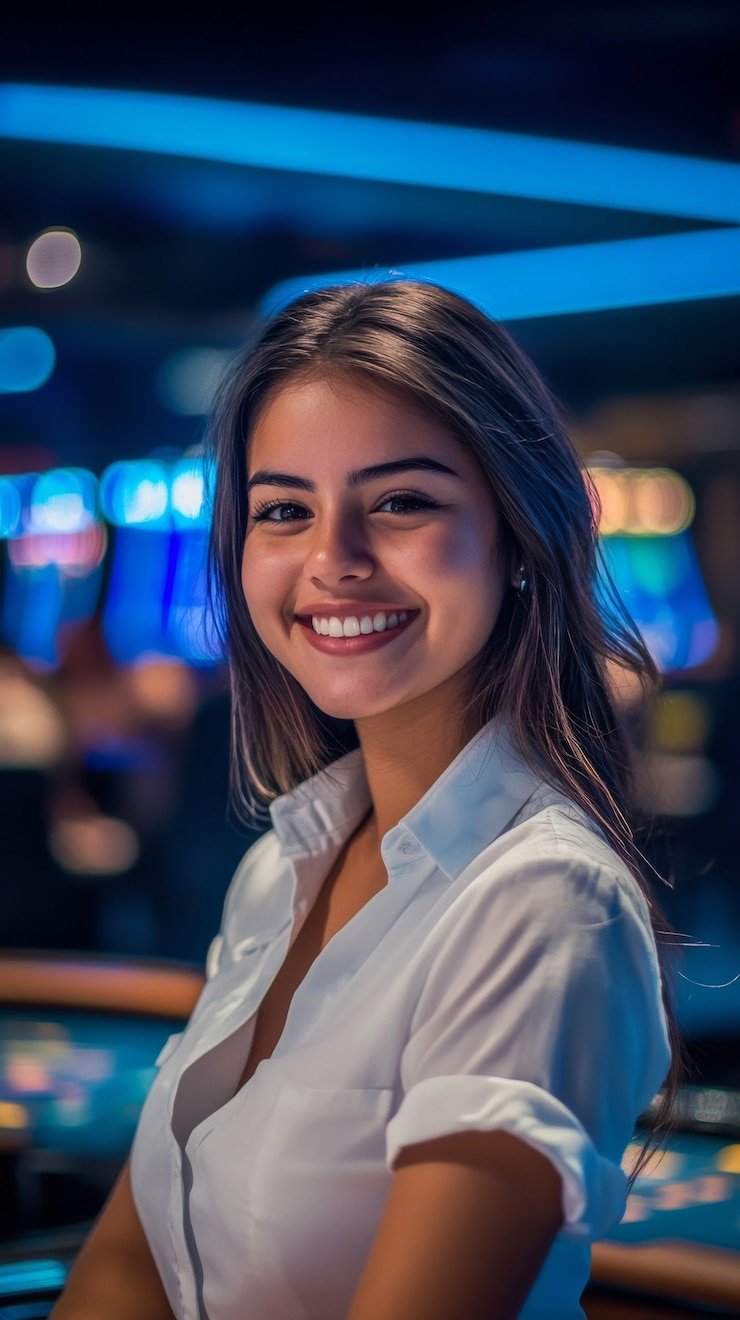 big win108.com mobile browser interface showing live-dealer blackjack table and deposit options via DANA, OVO, GoPay
